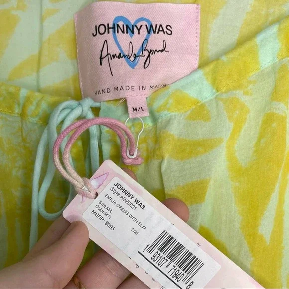 Johnny Was Women's Yellow X Amanda Bond Emilia Midi Dress NWT SZ M/L - Picture 4 of 9
